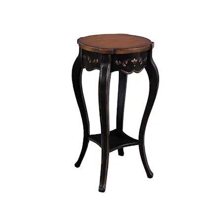 Antique Black Handpainted Pedestal Table